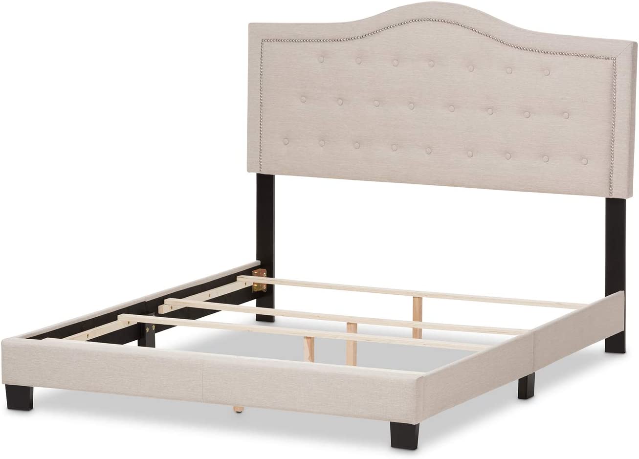 Baxton Studio Emerson Modern and Contemporary Light Beige Fabric Upholstered Queen Size Bed