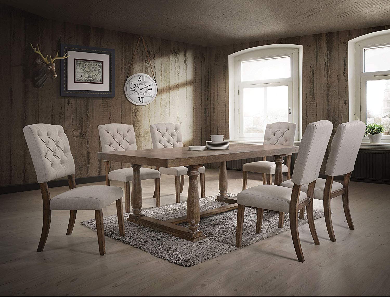 ACME Furniture Bernard Dining Table, Weathered Oak