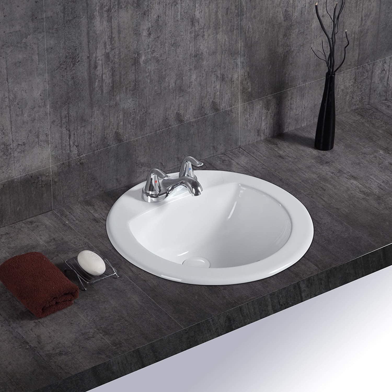 Ingrid Drop-in Ceramic Basin Sink, Glossy White