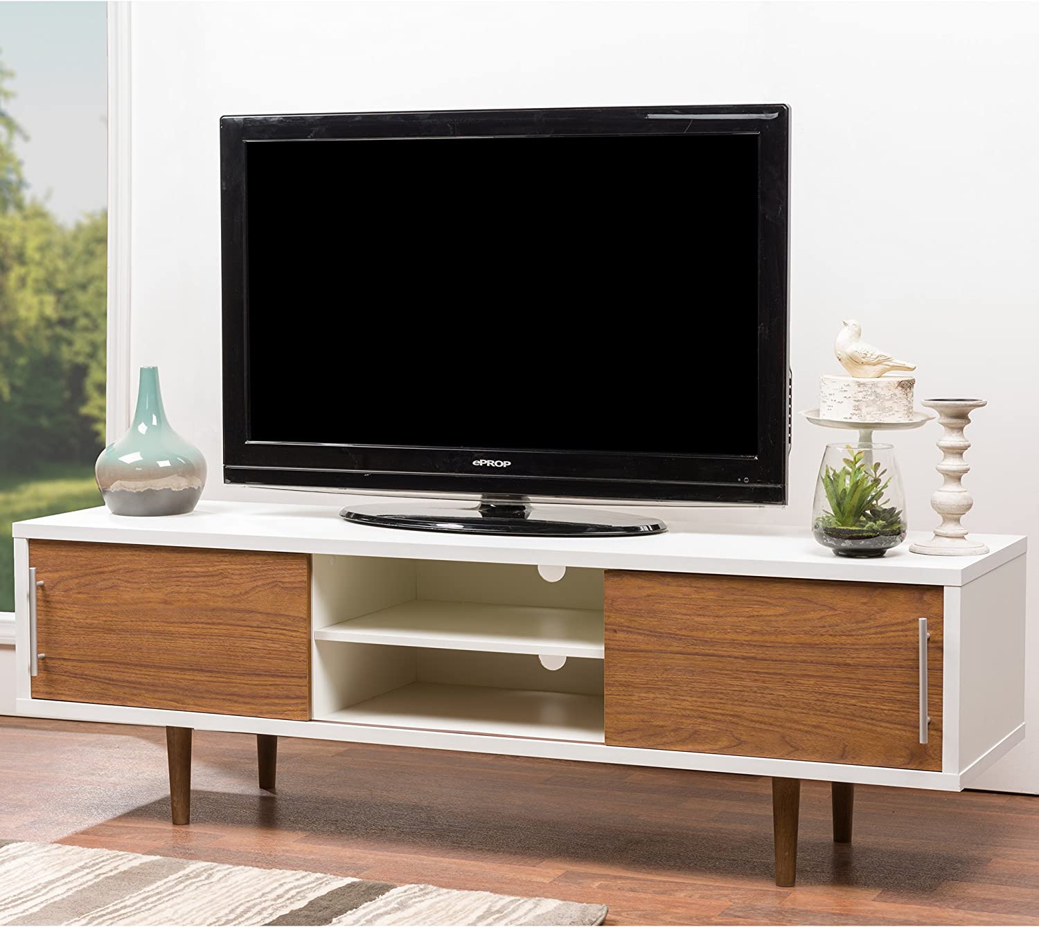 Baxton Studio Gemini Wood Contemporary TV Stand, White