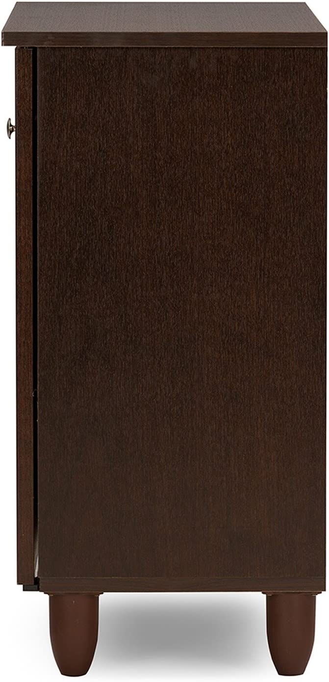 Wholesale Interiors Baxton Studio Winda Modern and Contemporary 2-Door Dark Brown Wooden Entryway Shoes Storage Cabinet -