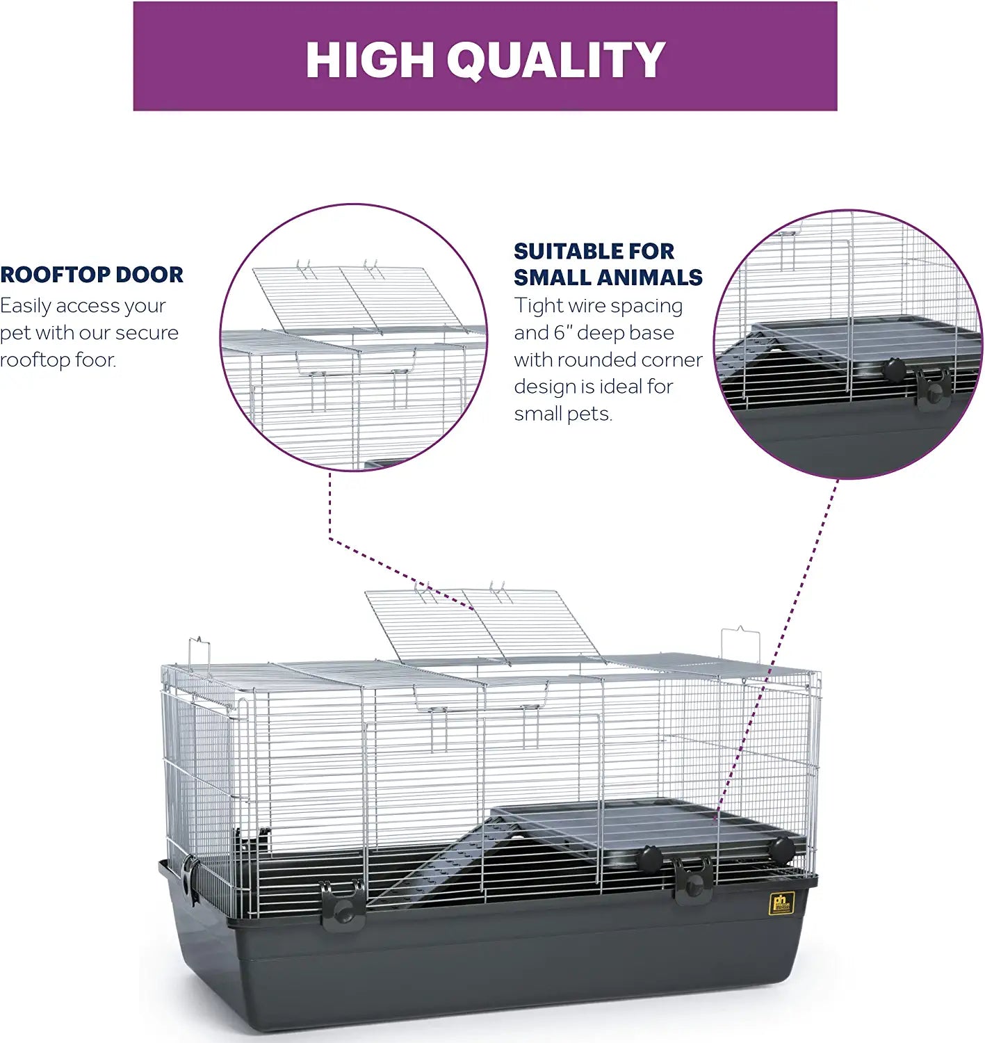 Prevue Pet Products Universal Small Animal Home, Small Cage Portable Travel Carrier for Pets, House for Baby Ferret, Hedgehog, Guinea Pig, Rabbit, Chinchilla, Syrian Hamster, or Tortoise, Dark Gray