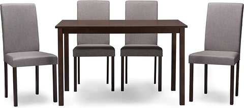 Baxton Studio Andrew 5-Piece Dining Set, Dark Brown/Grey