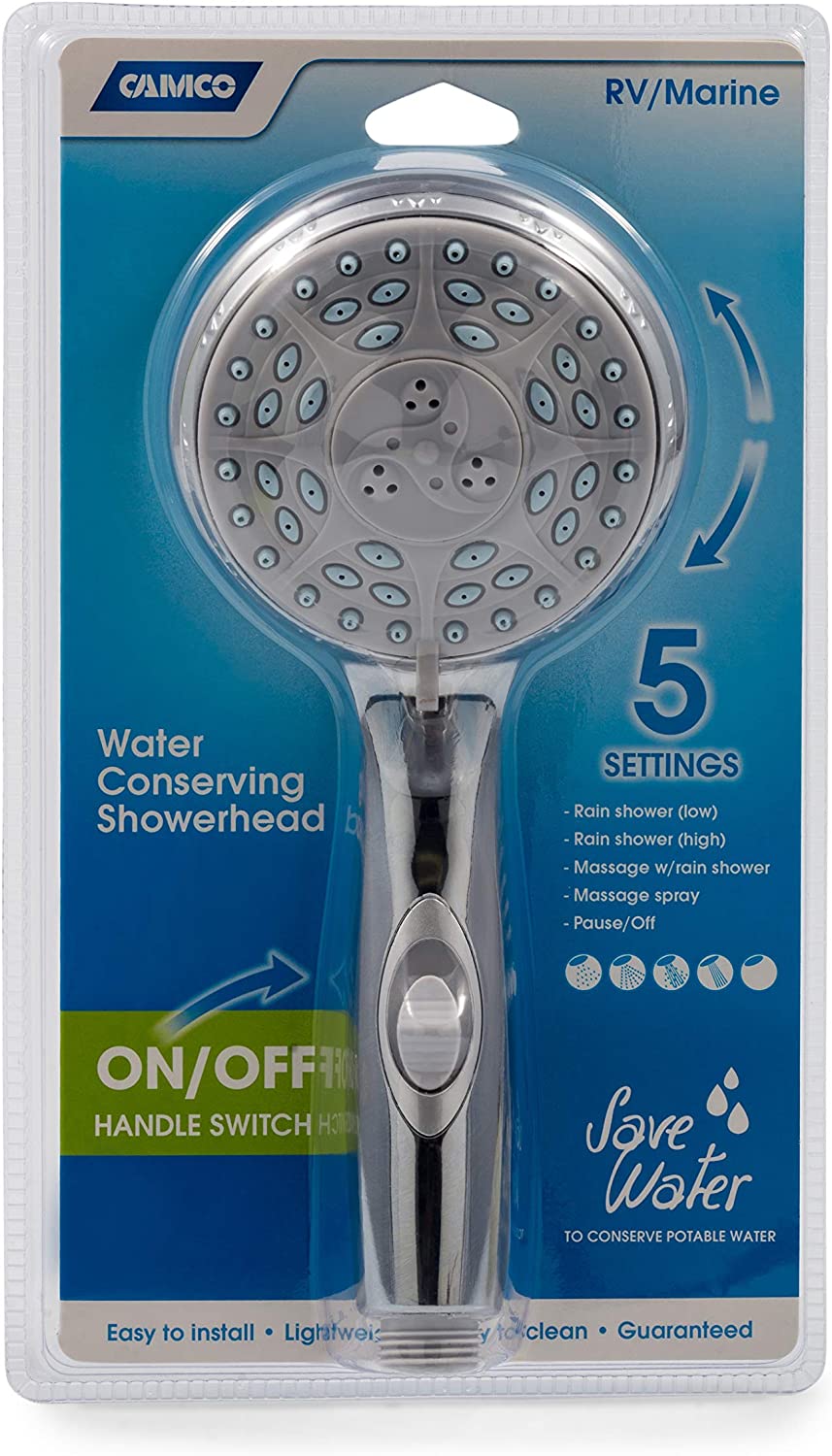 Camco 43710 Shower Head with On/Off Switch (Chrome)