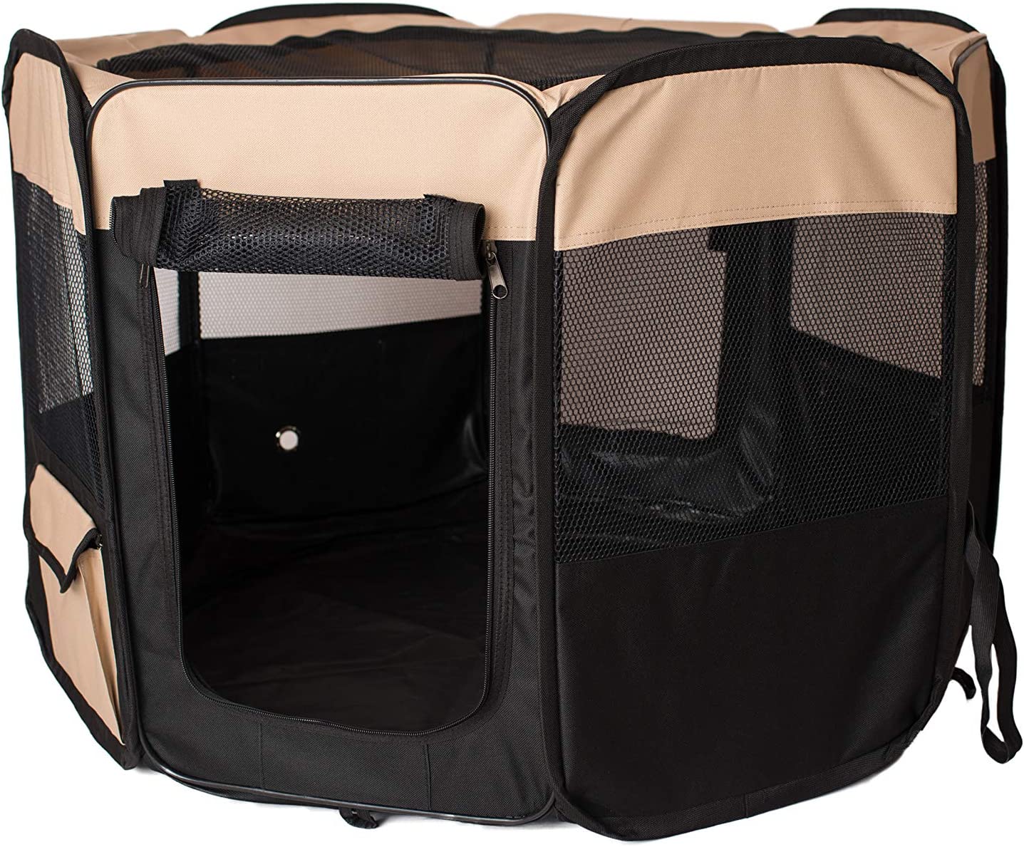 Armarkat Model PP003BGE-M Portable Pet Playpen in Black and Beige Combo, Medium