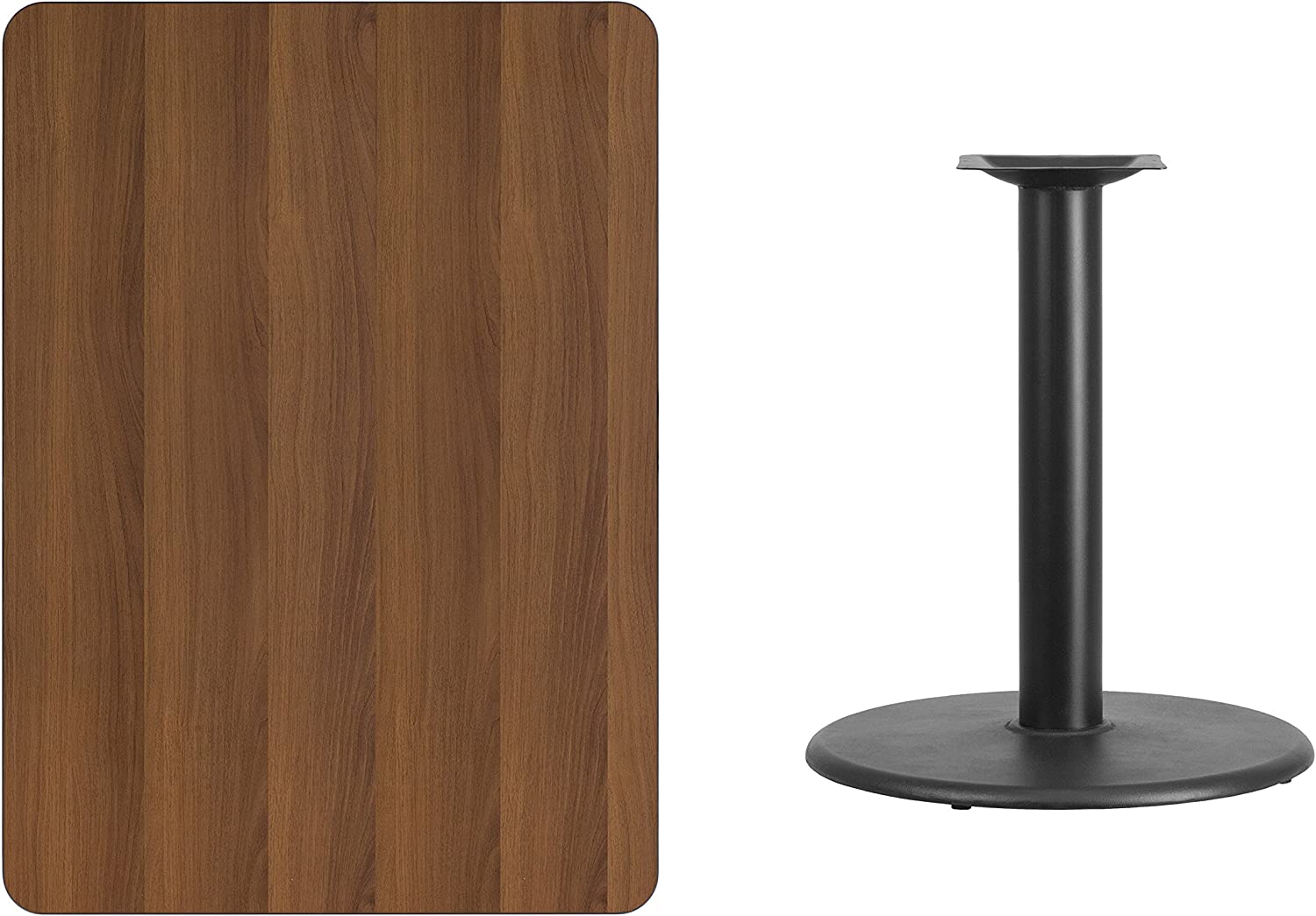 Flash Furniture 30&#39;&#39; x 42&#39;&#39; Rectangular Walnut Laminate Table Top with 24&#39;&#39; Round Table Height Base