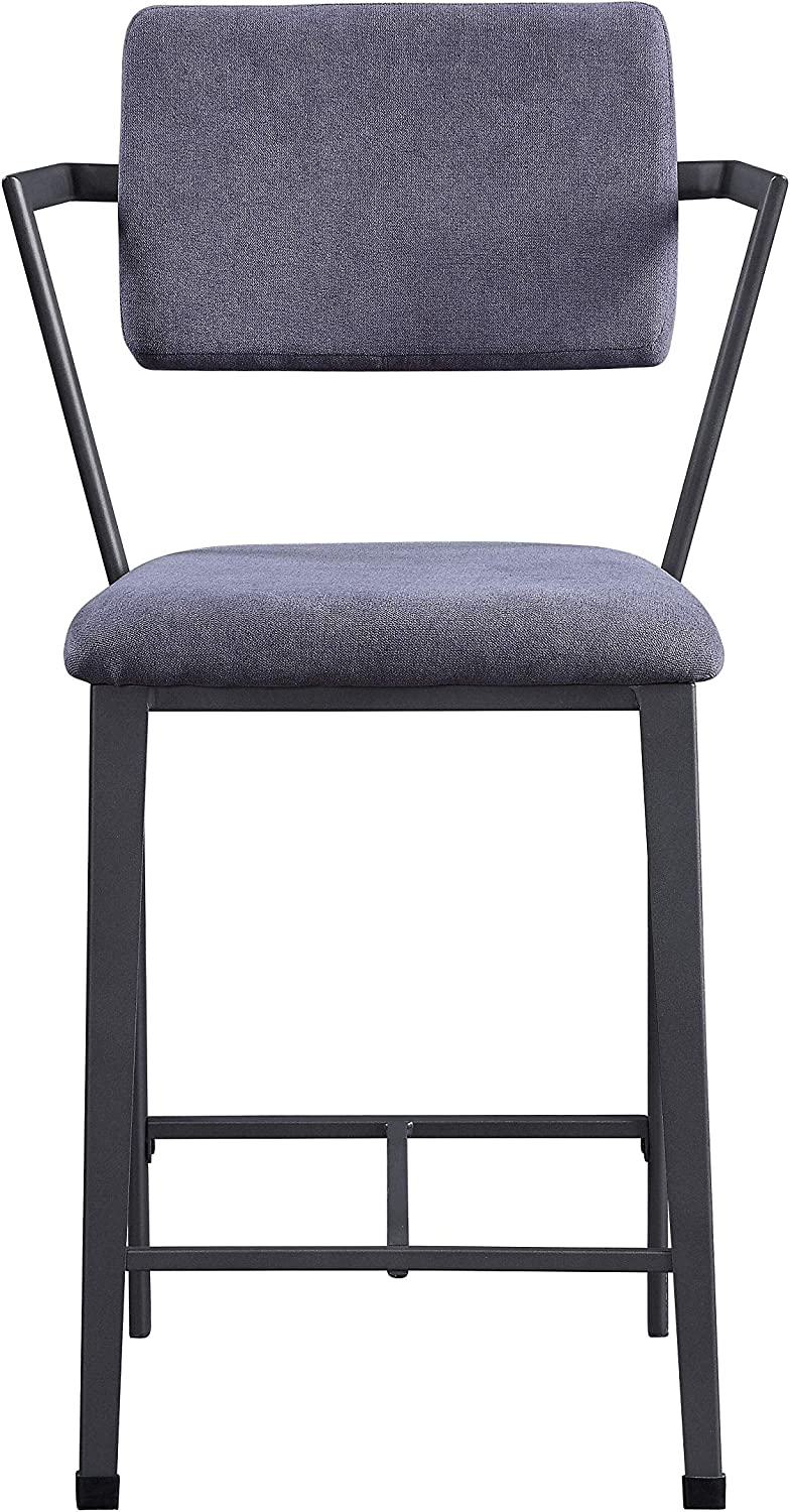 ACME Cargo Counter Height Chair (Set-2) - - Fabric &amp; Gunmetal
