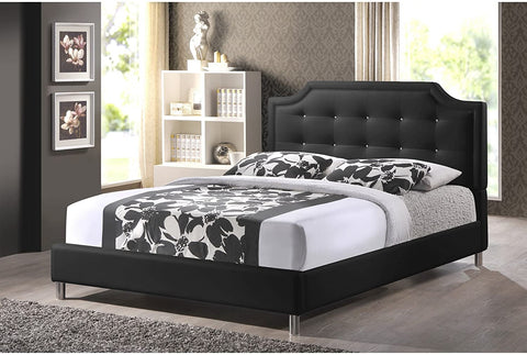 Baxton Studio Carlotta Black Modern Bed with Upholstered Headboard - Queen Size