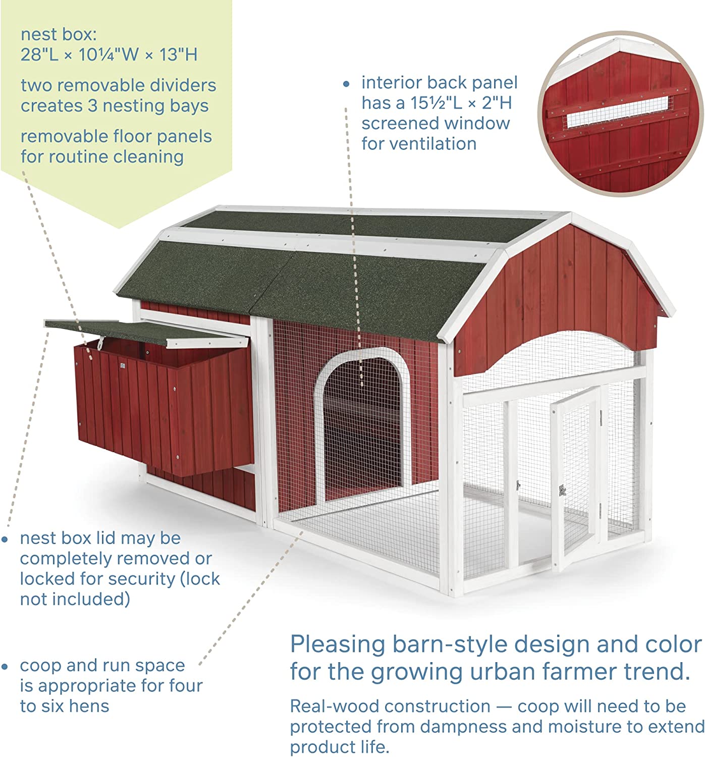 Prevue Pet Products 465 Barn Chicken Coop, Red