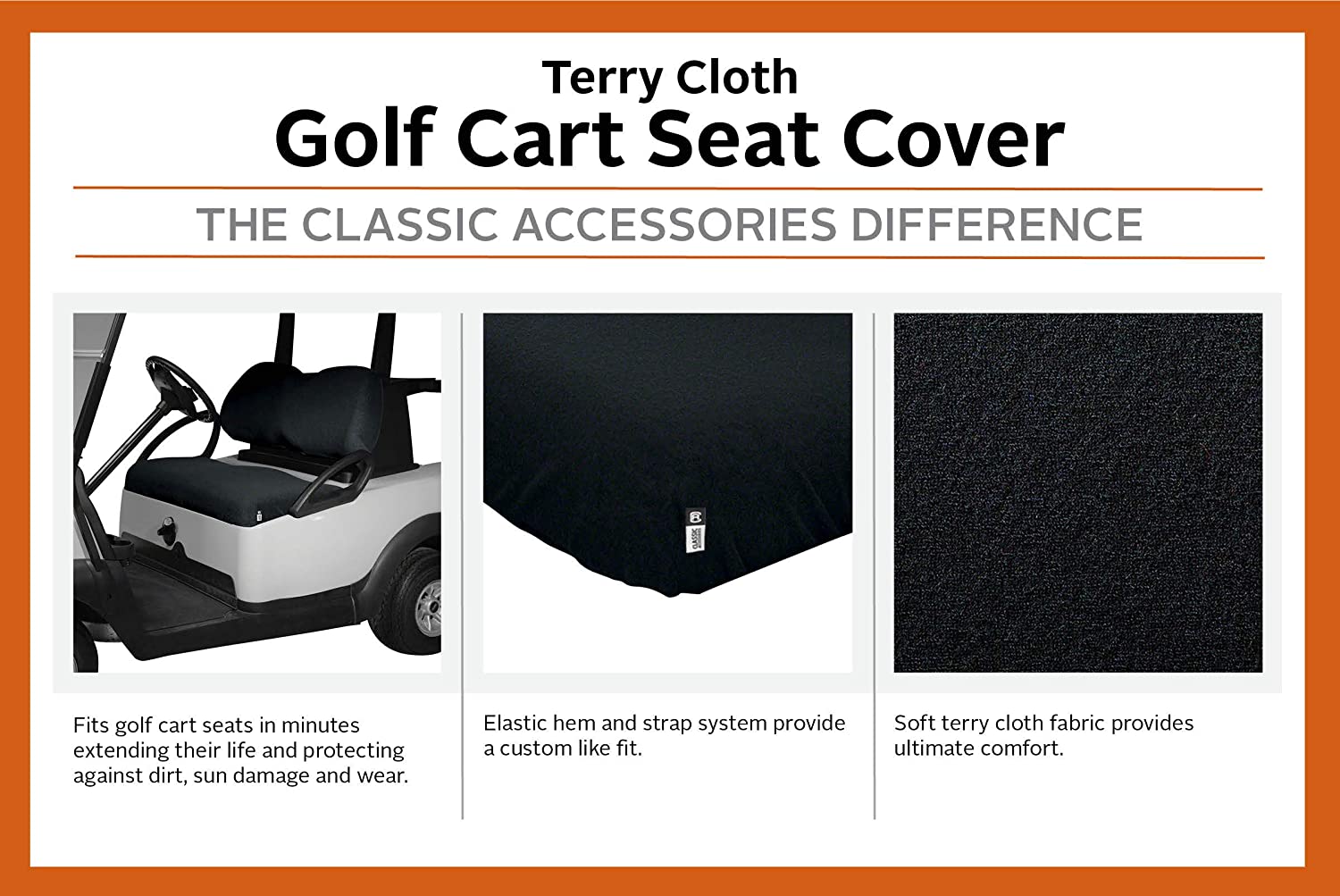 Classic Accessories Fairway Golf Cart Terry Cloth Bench Seat Cover