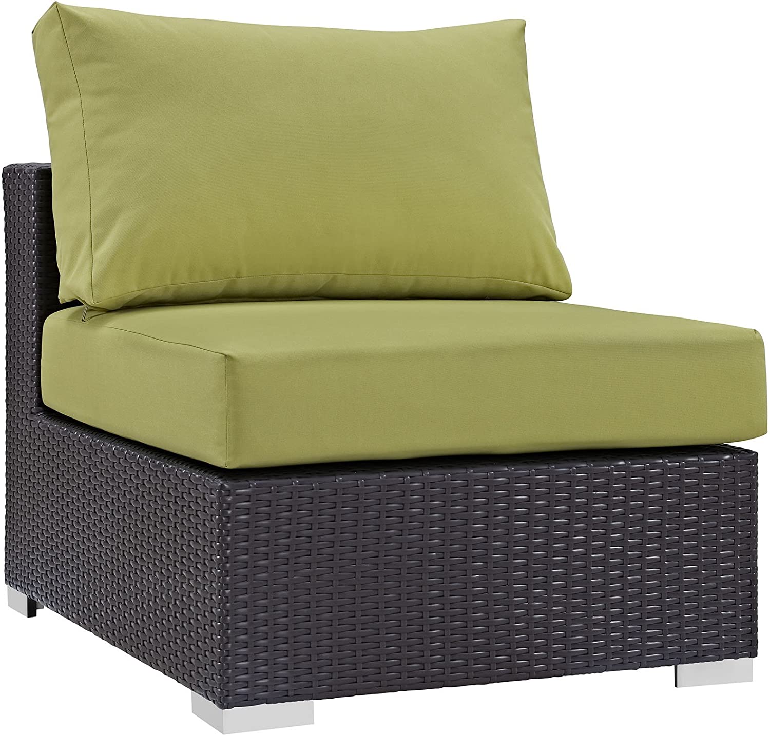 Modway Convene Wicker Rattan Outdoor Patio Sectional Sofa Armless Chair in Espresso Peridot