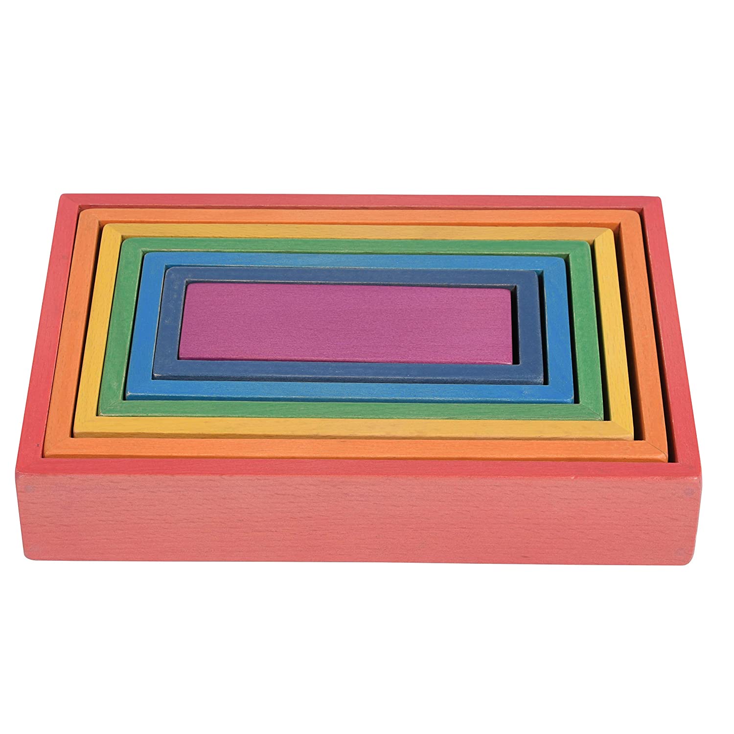 TickiT - 73414 Wooden Rainbow Architect Rectangles - Nesting Puzzle - Stacking Blocks for Ages 12M+