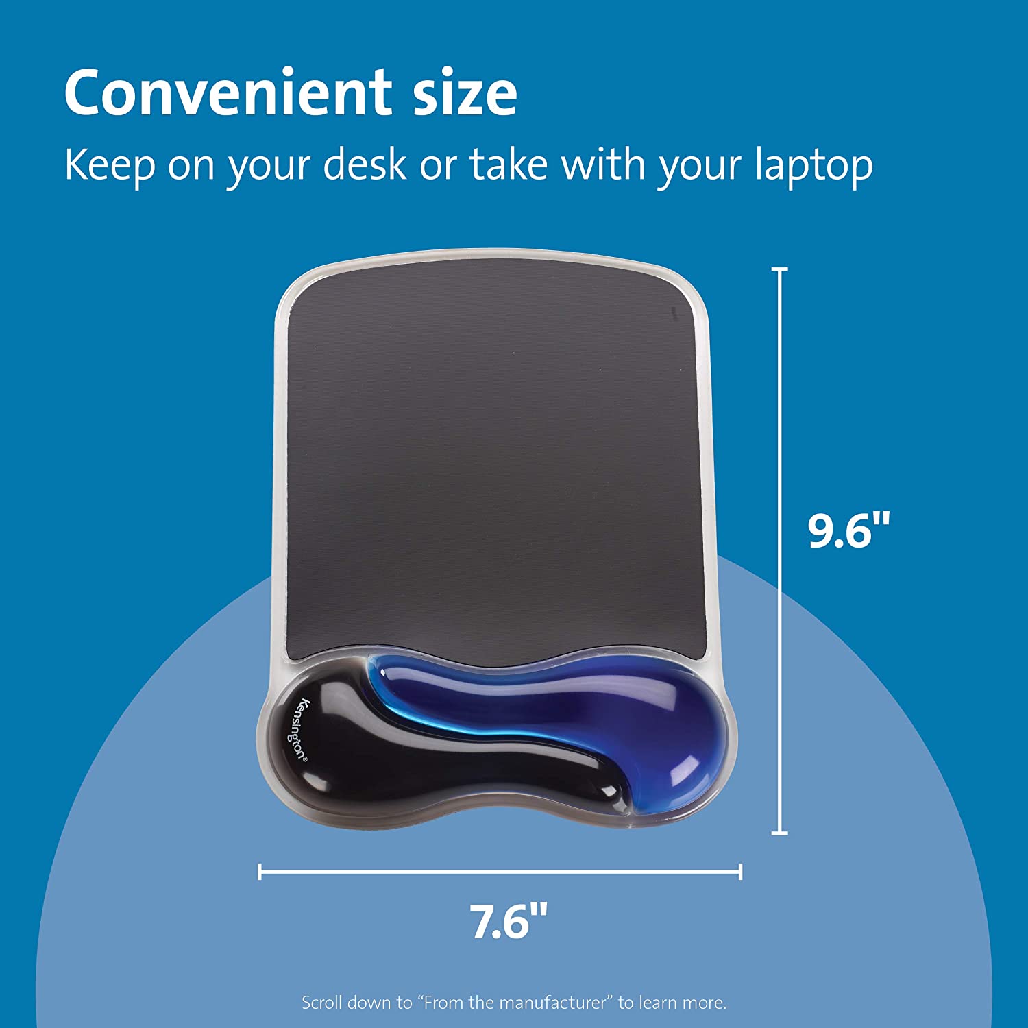 Kensington Duo Gel Mouse Pad with Wrist Rest - Blue (K62401AM)