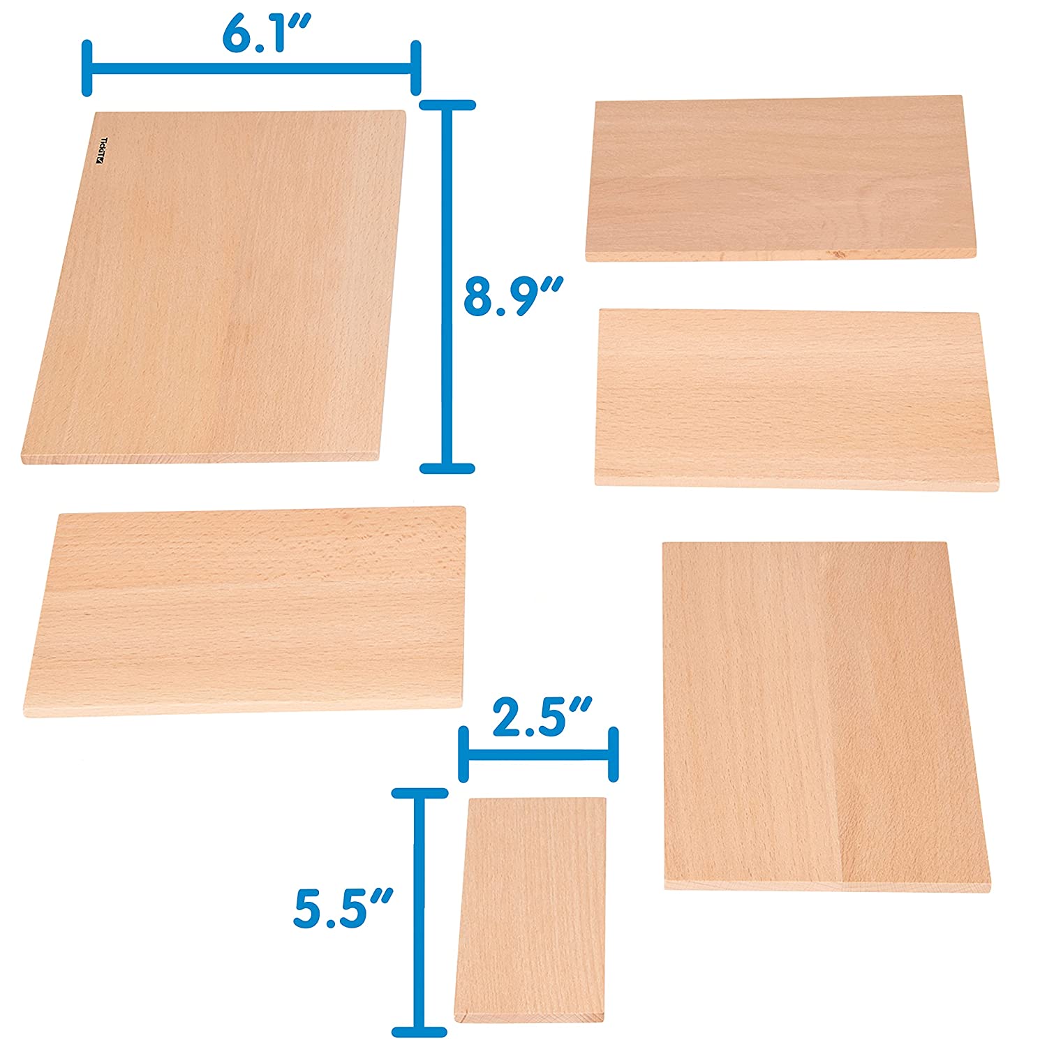 TickiT Natural Architect Panels - Rectangles - Set of 6 - Build and Stack - Open-ended Play for Kids - Wooden Toys for Toddlers and Preschoolers