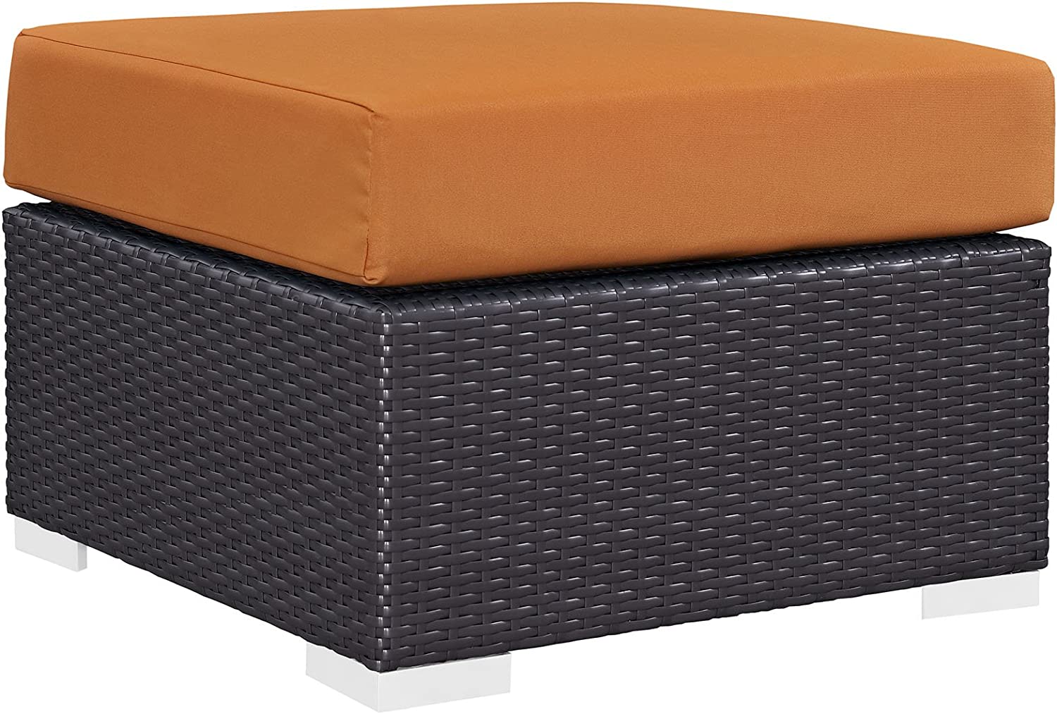 Modway EEI-1911-EXP-ORA Convene Patio Fabric Square Ottoman Outdoor Furniture, Espresso Orange