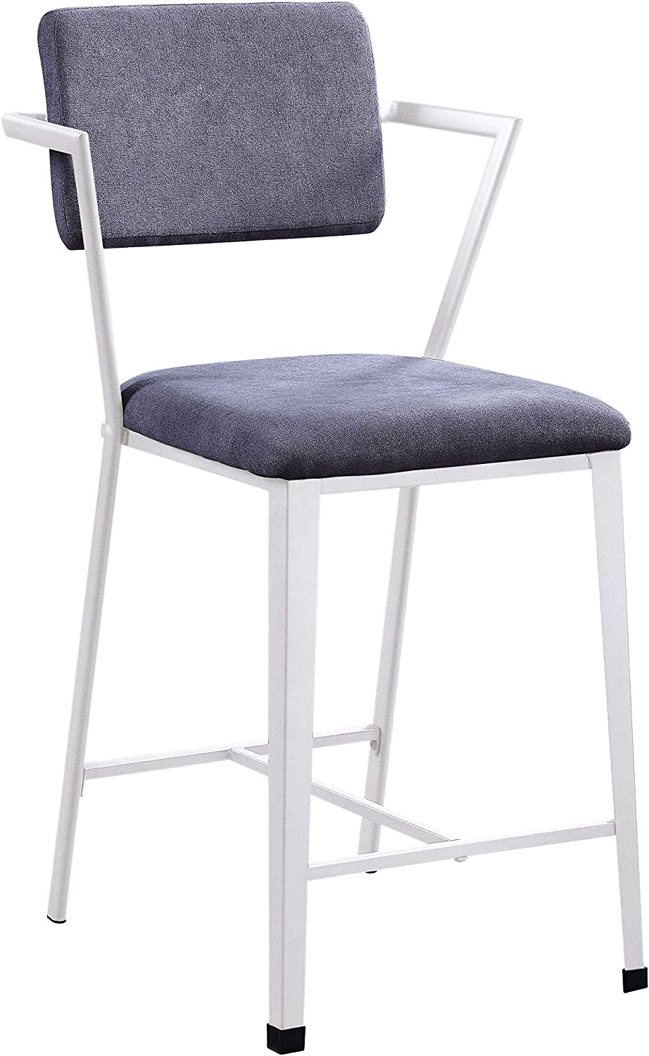 ACME Cargo Counter Height Chair (Set-2) - - Gray Fabric &amp; White