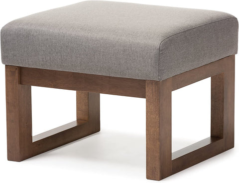 Baxton Studio Yashiya Mid Century Retro Modern Fabric Upholstered Ottoman Stool, Grey