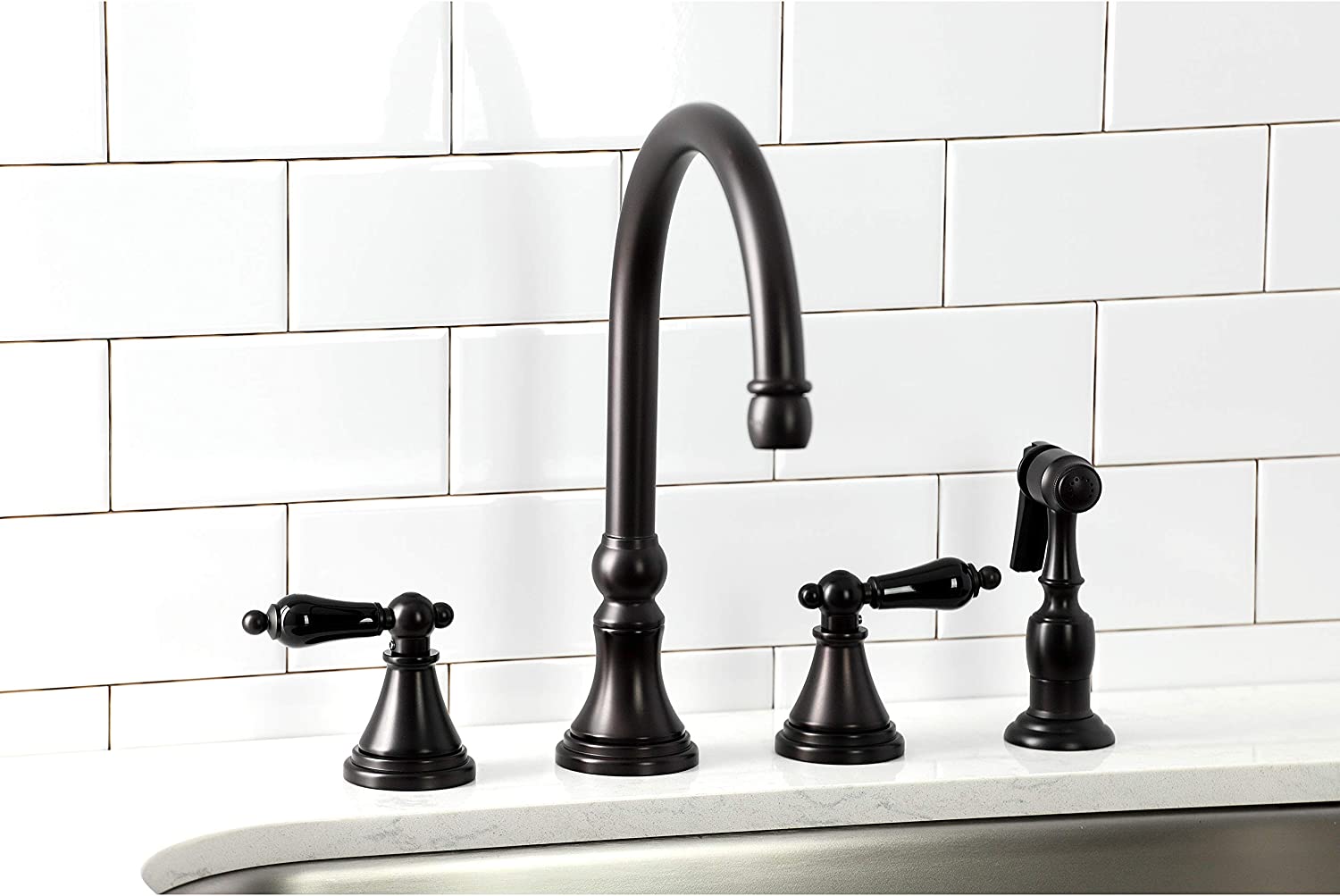 Kingston Brass KS2795PKLBS Duchess Widespread Kitchen Faucet, Oil Rubbed Bronze