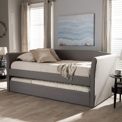 Baxton Studio Camino Modern and Contemporary White Faux Leather Upholstered Daybed with Guest Trundle Bed
