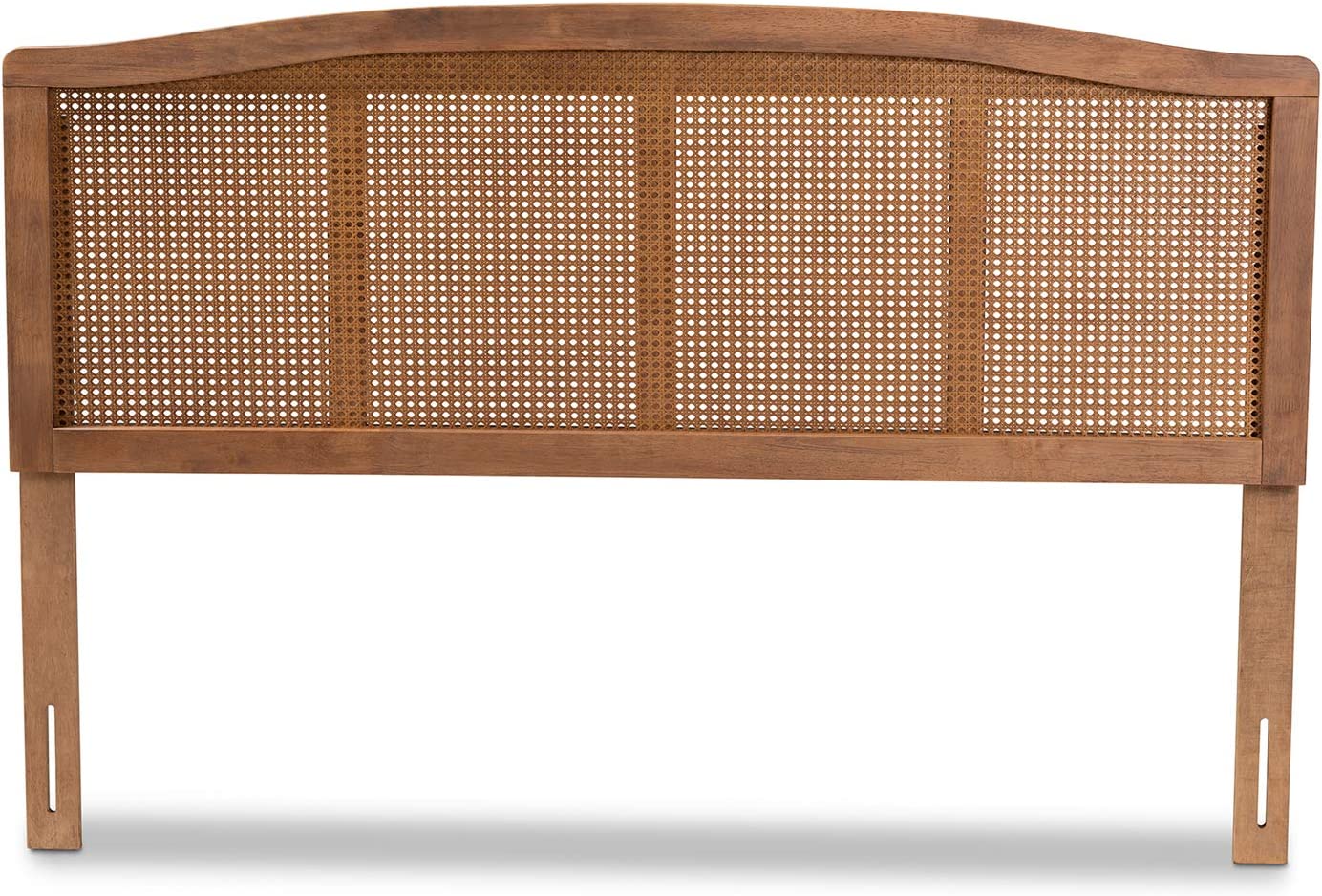 Baxton Studio Marieke Mid-Century Modern Ash Wanut Finished Wood and Synthetic Rattan King Size Headboard