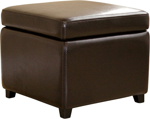 Wholesale Interiors Full Leather Ottoman, Dark Brown