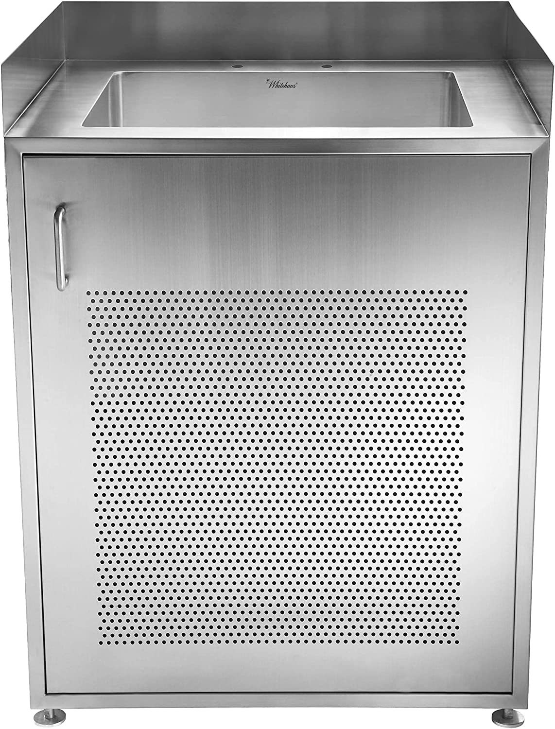 Whitehaus Collection WHNC30CAB Pearlhaus Brushed Stainless Steel Single Door Cabinet Utility Sink