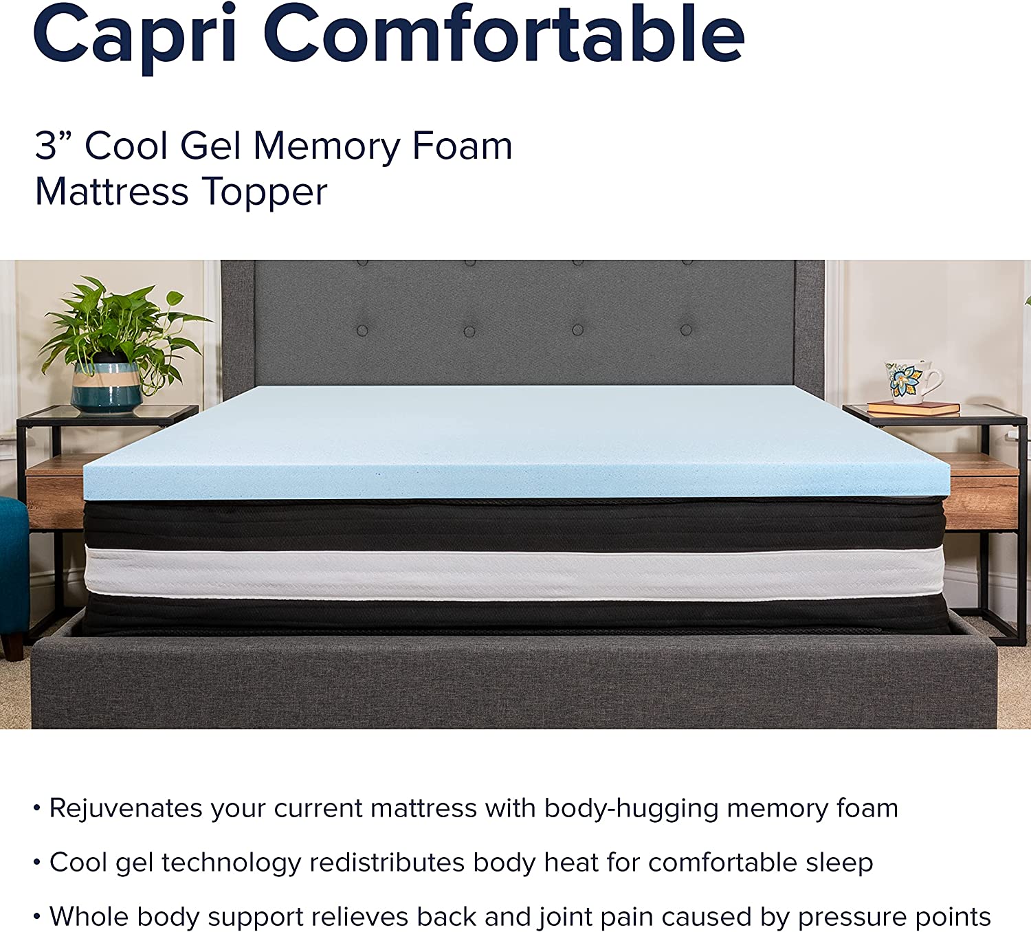 Flash Furniture Capri Comfortable Sleep Full 10 Inch CertiPUR-US Certified Foam Pocket Spring Mattress & 2 inch Gel Memory Foam Topper Bundle