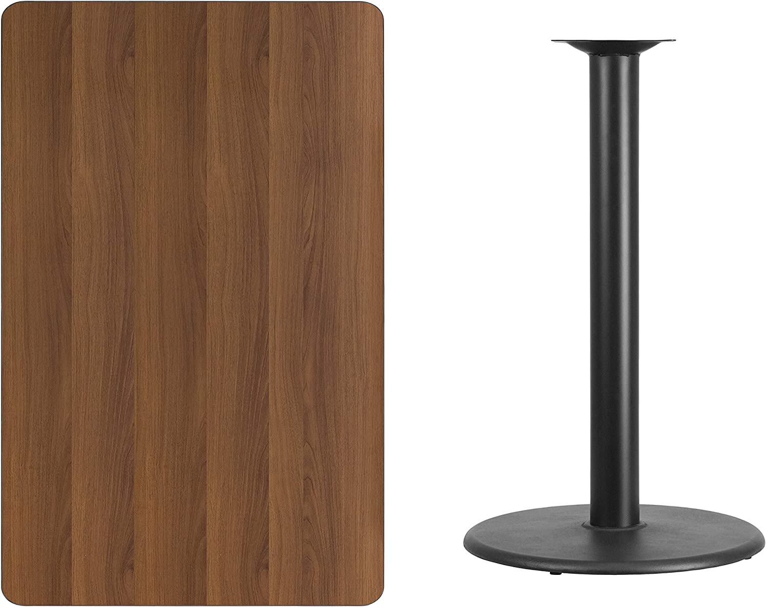 Flash Furniture 30&#39;&#39; x 48&#39;&#39; Rectangular Walnut Laminate Table Top with 24&#39;&#39; Round Bar Height Table Base