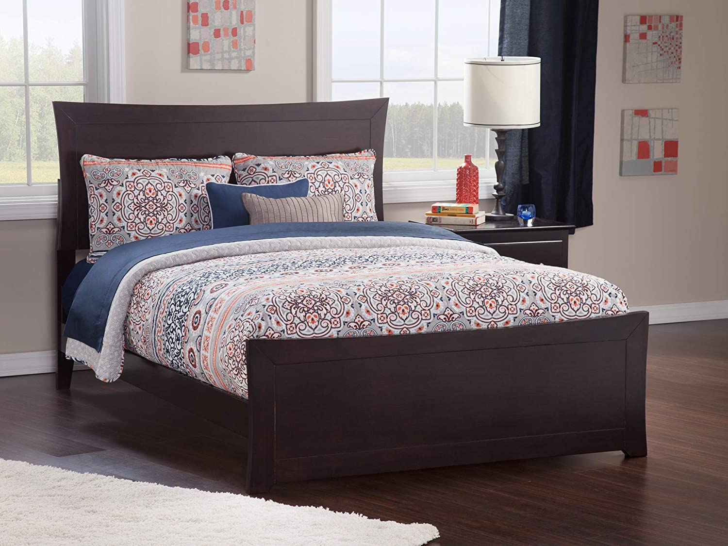 AFI Metro Traditional Bed with Matching Footboard and Turbo Charger, Queen, Espresso