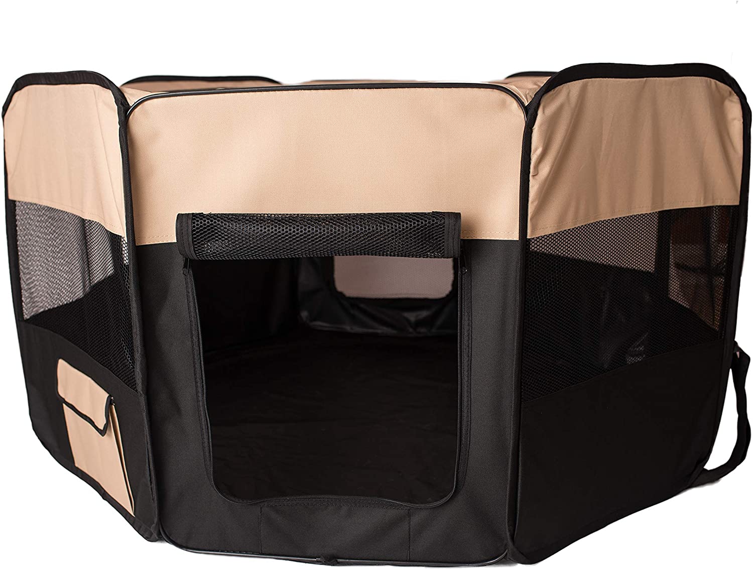 Armarkat Model PP003BGE-XL Portable Pet Playpen in Black and Beige Combo, Extra Large
