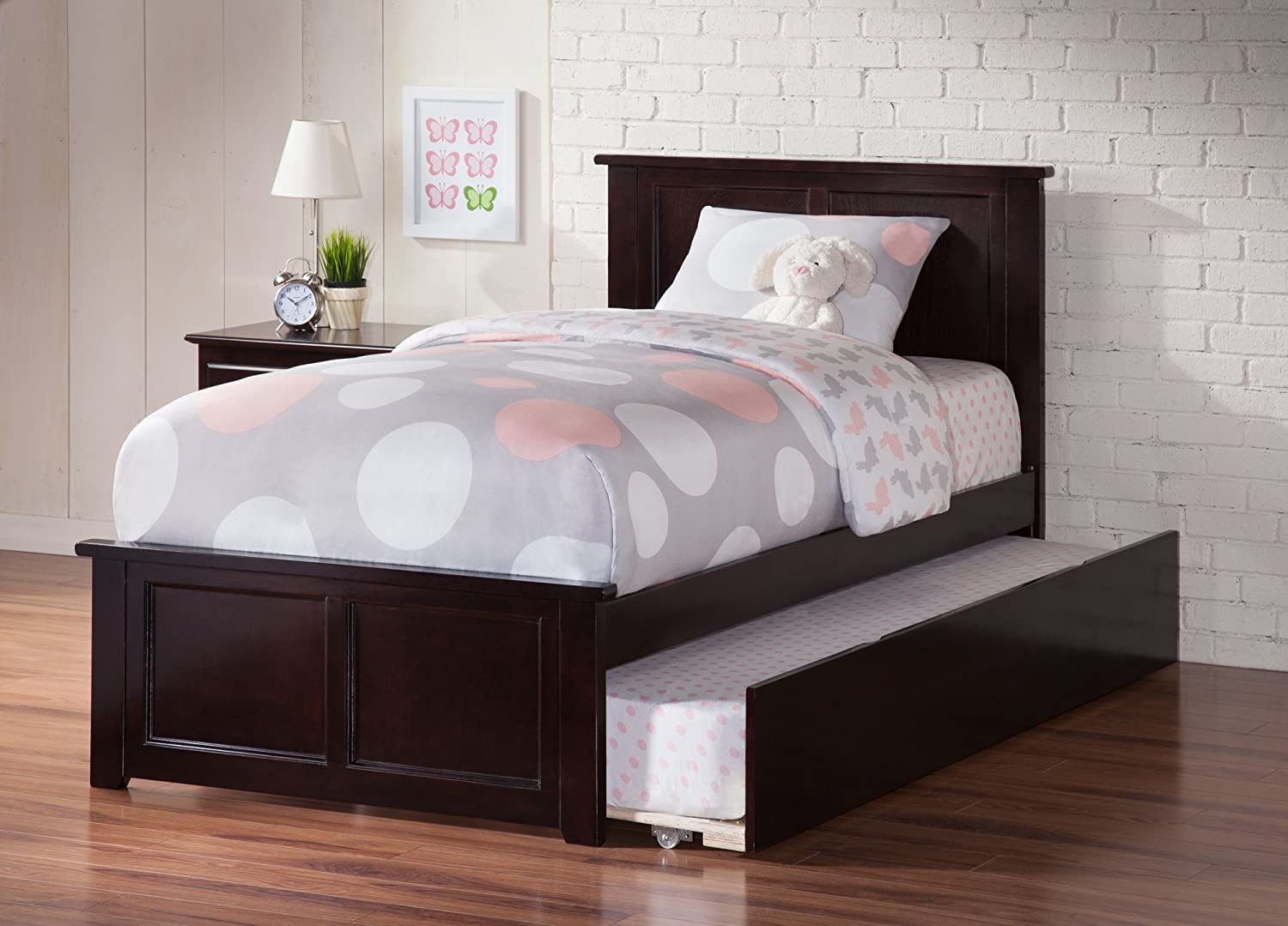 AFI Madison Platform Bed with Matching Footboard and Turbo Charger with Twin Extra Long Trundle, XL, Espresso