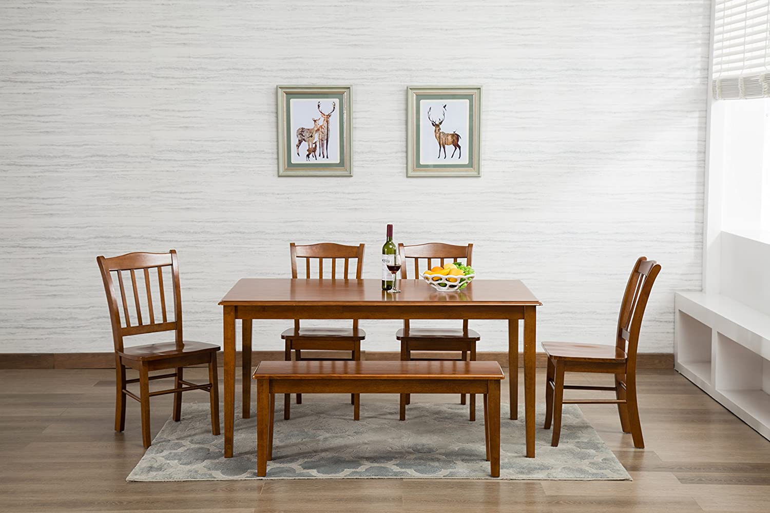 Boraam Shaker 6-Piece Dining Set, Walnut