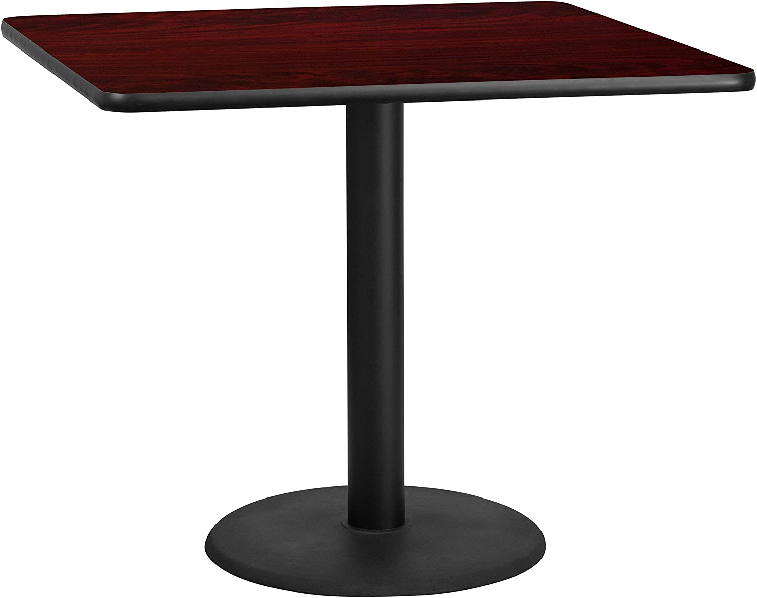 Flash Furniture 36&#39;&#39; Square Walnut Laminate Table Top with 24&#39;&#39; Round Bar Height Table Base