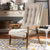 Baxton Studio Roxy Mid-Century Modern Upholstered Button-Tufted High-Back Chair Light Beige