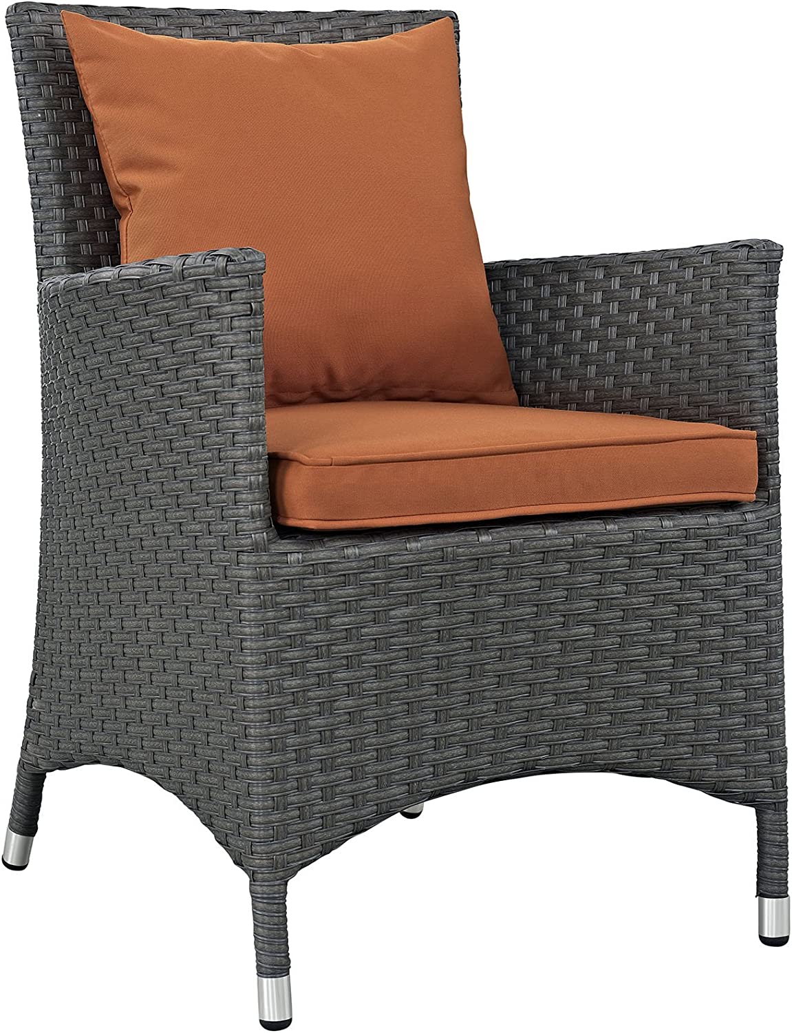 Modway Sojourn Wicker Rattan Outdoor Patio Sunbrella Fabric Dining Chair in Canvas Tuscan