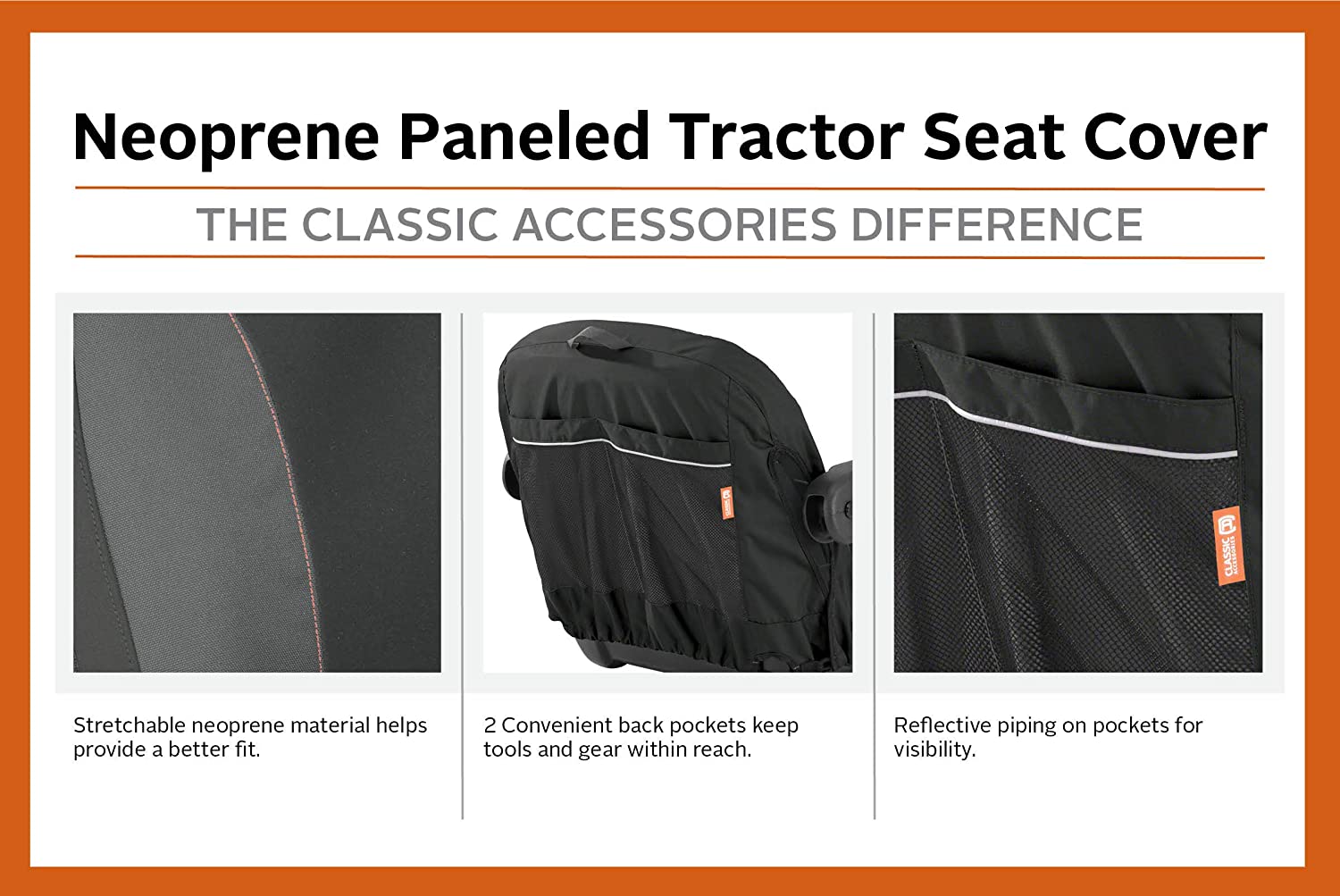 Classic Accessories Lawn Tractor Neoprene Seat Cover, Large