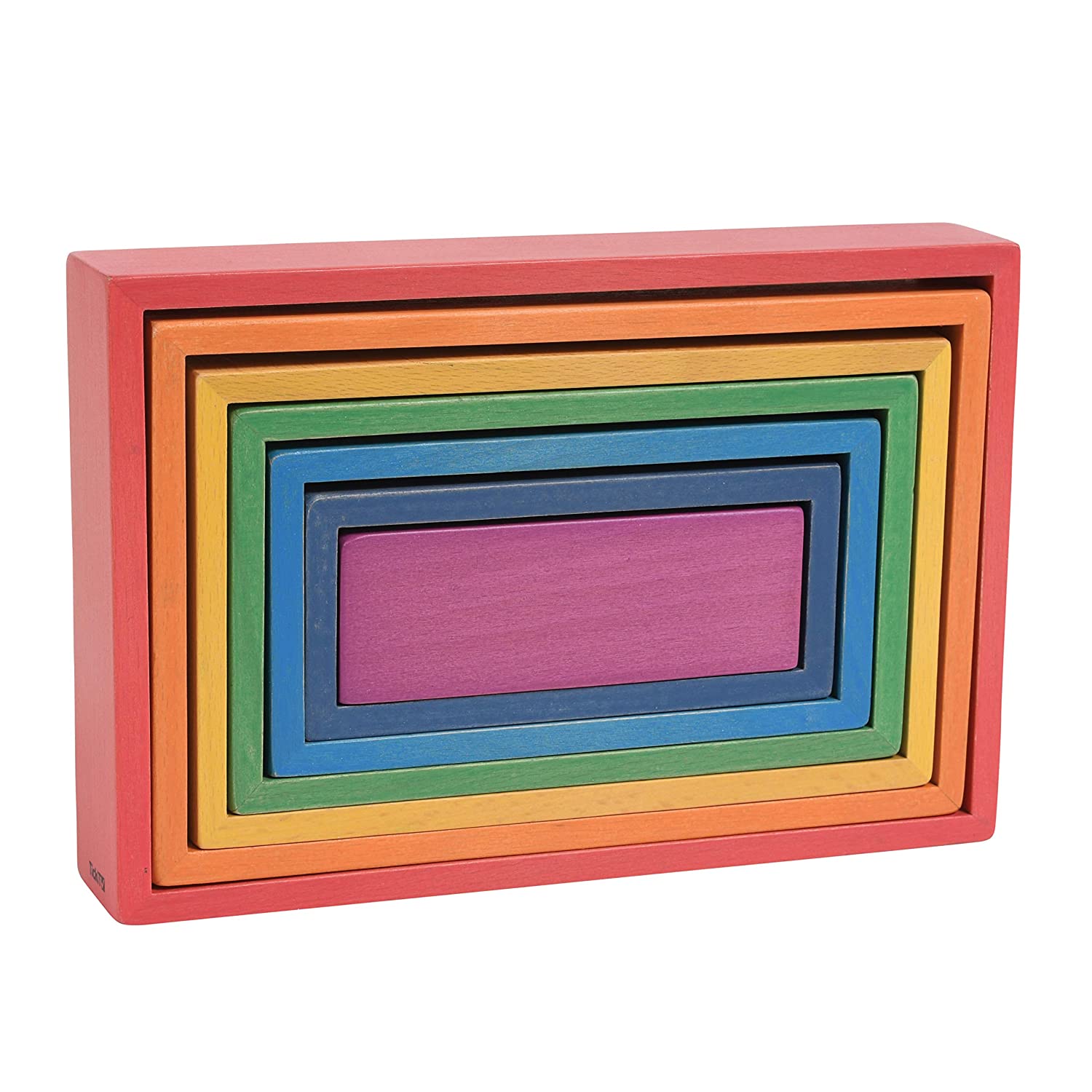 TickiT - 73414 Wooden Rainbow Architect Rectangles - Nesting Puzzle - Stacking Blocks for Ages 12M+