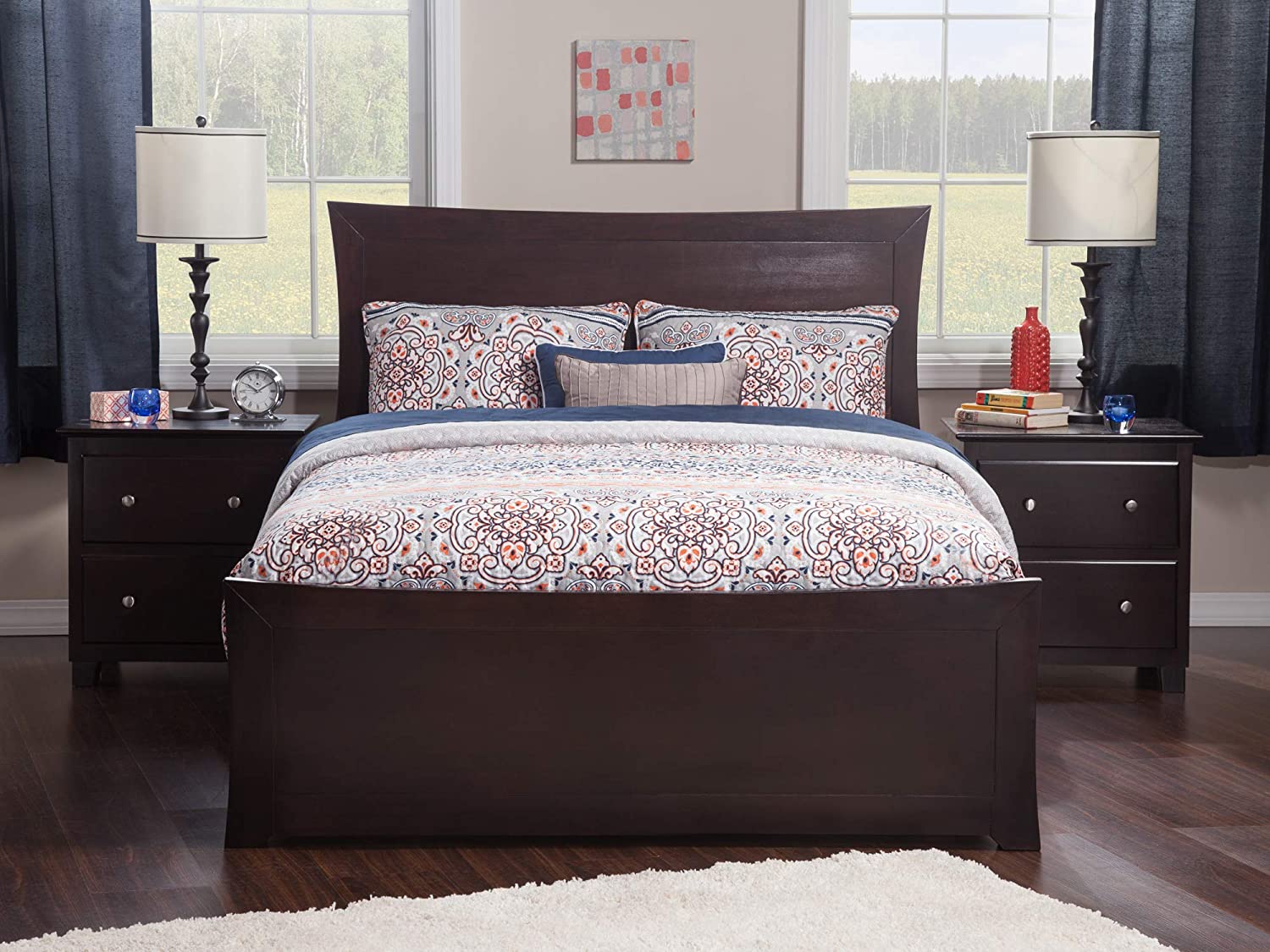 AFI Metro Traditional Bed with Matching Footboard and Turbo Charger, Queen, Espresso