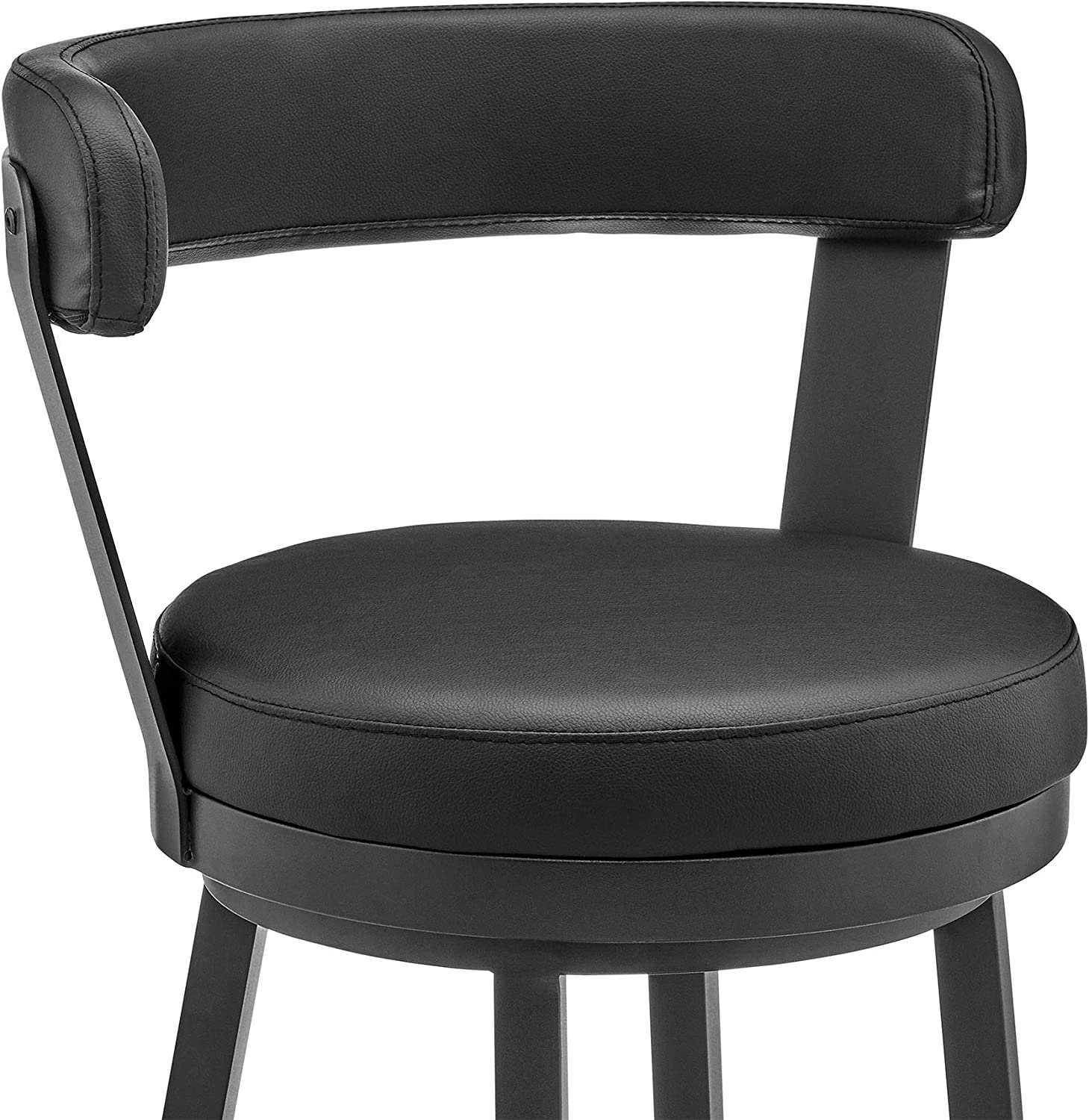 Kobe 30&#34; Bar Height Swivel Bar Stool in Black Finish and Black Faux Leather