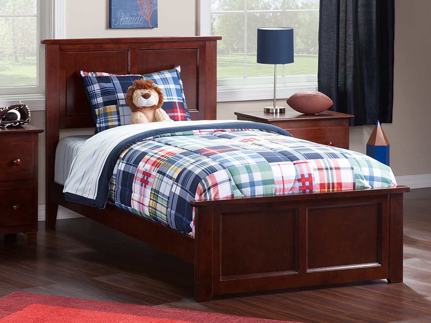 Atlantic Furniture AR8626034 Madison Traditional Bed with Matching Foot Board, Twin, Walnut