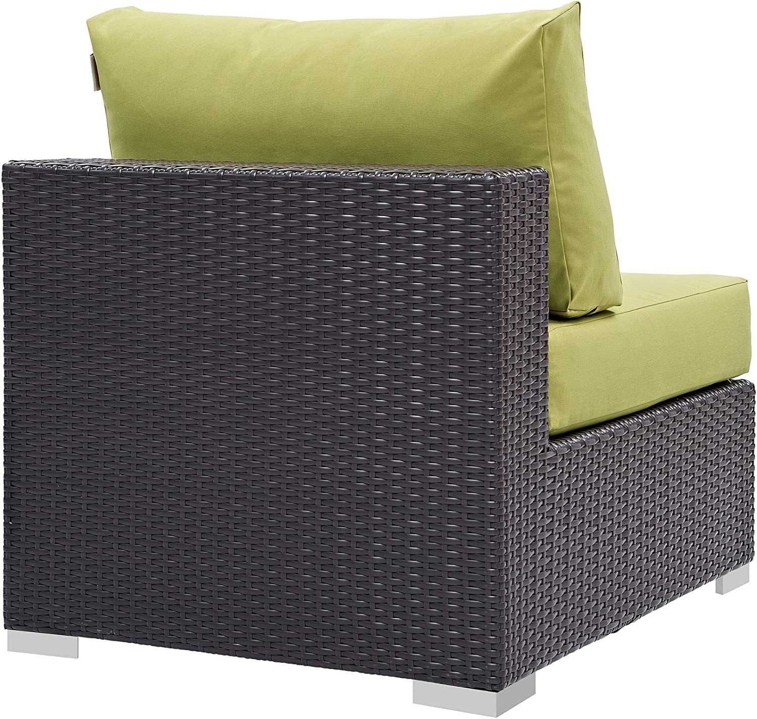 Modway Convene Wicker Rattan Outdoor Patio Sectional Sofa Armless Chair in Espresso Peridot