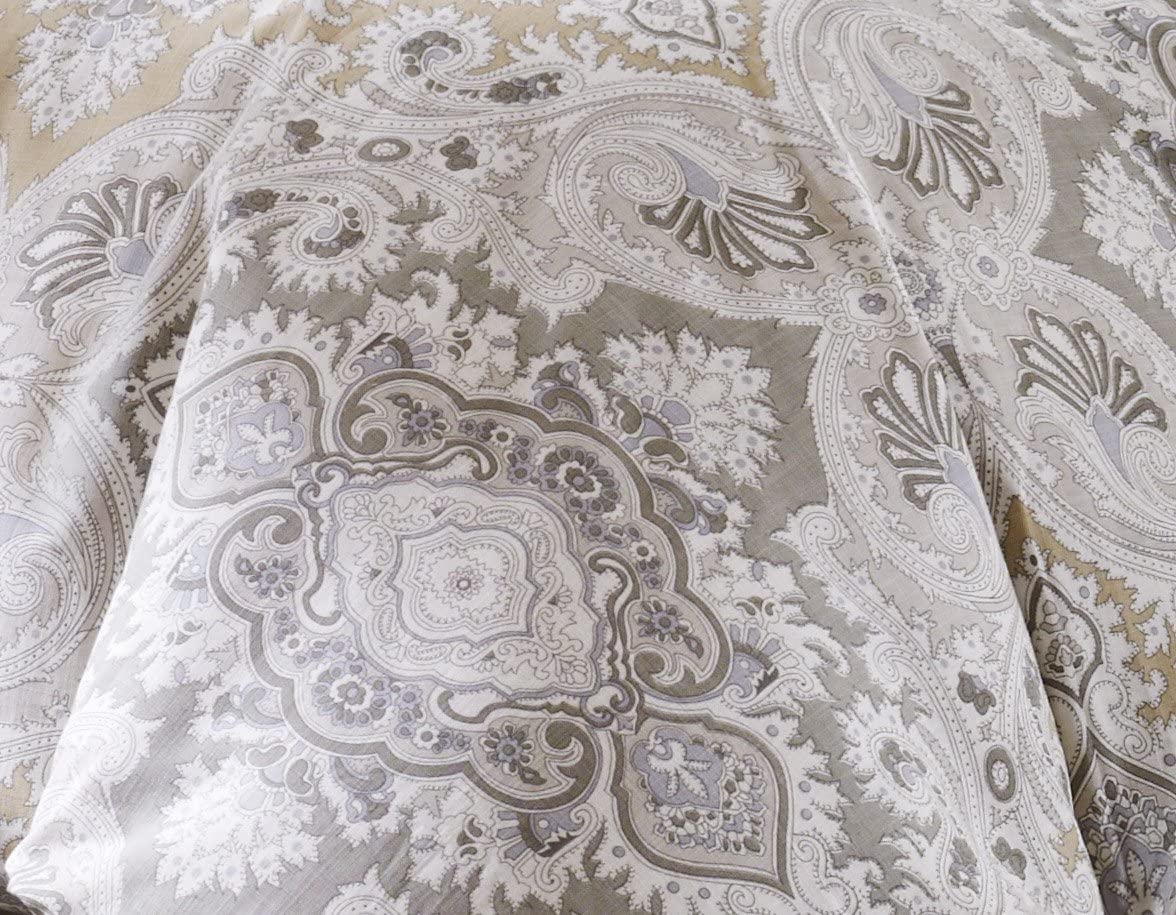 Echo Design Odyssey King Size Bed Comforter Set - Grey, Paisley – 4 Pieces Bedding Sets – 100% Cotton Bedroom Comforters