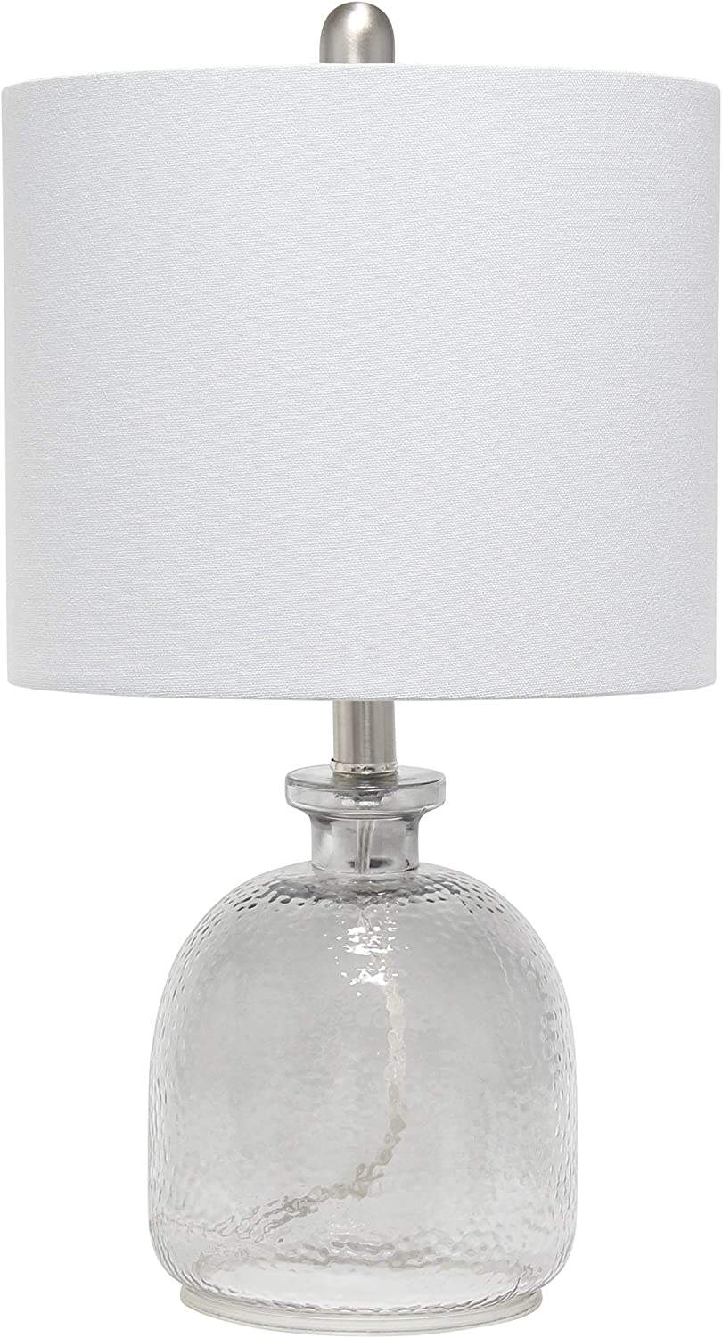 Elegant Designs LT3334-GRY Textured Glass Table Lamp, Smokey Gray/Gray