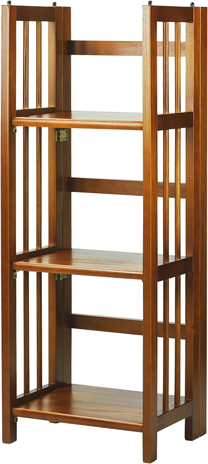 Casual Home 3-Shelf Folding Bookcase (14&#34; Wide)-Walnut