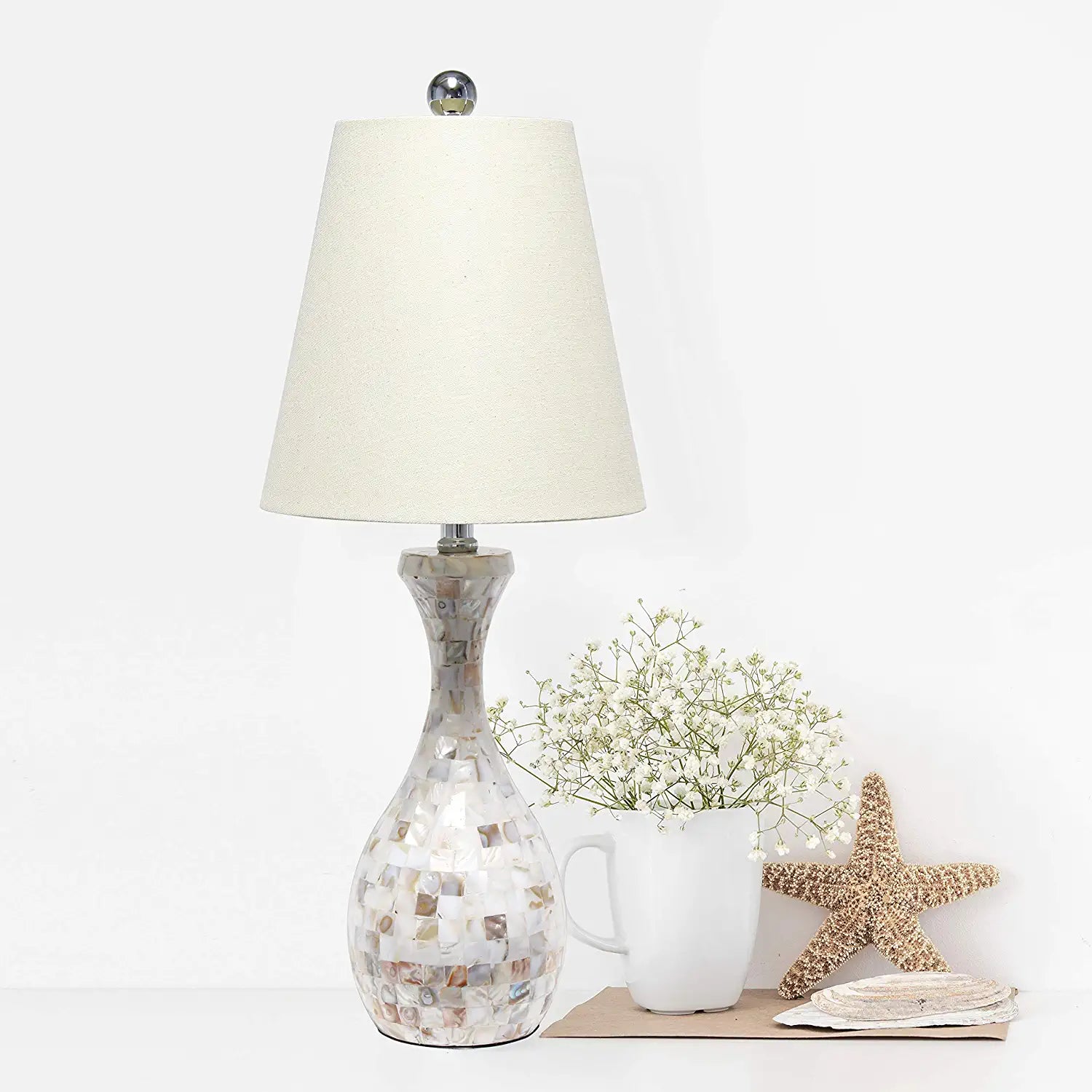 Elegant Designs LT3336-MOP Seashell Mosaic Look Table Lamp