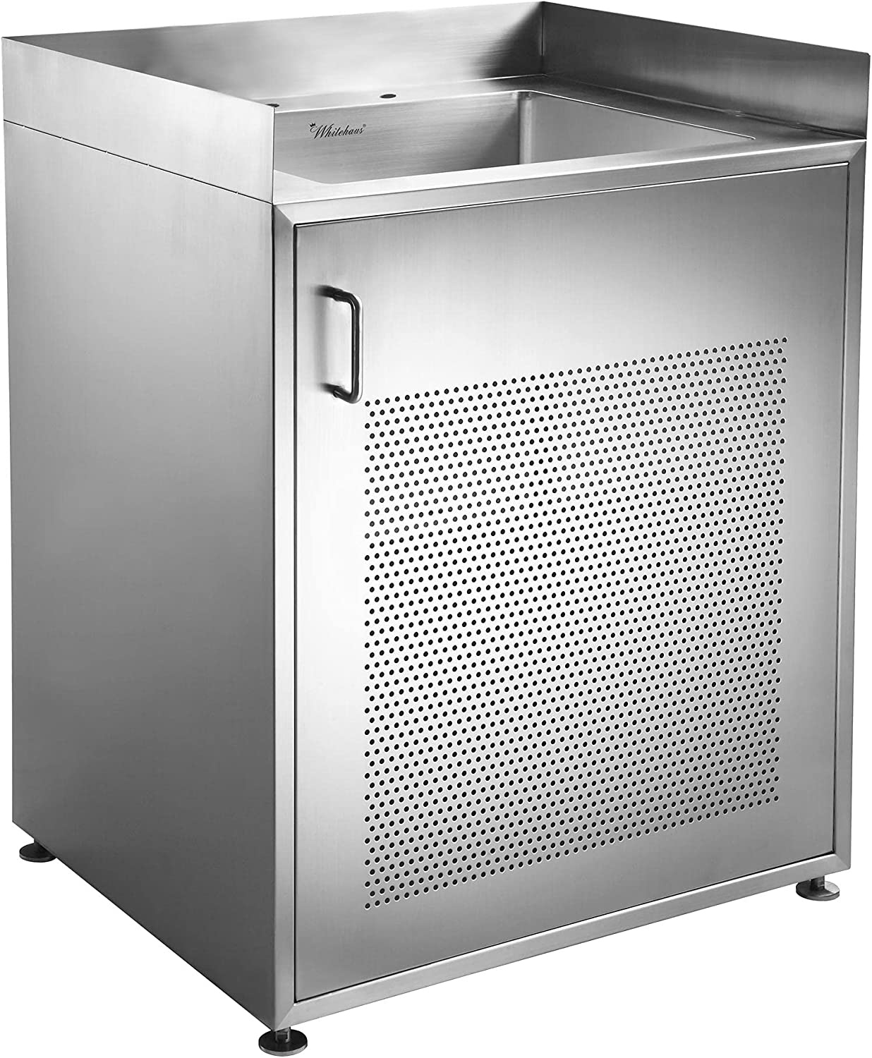 Whitehaus Collection WHNC30CAB Pearlhaus Brushed Stainless Steel Single Door Cabinet Utility Sink