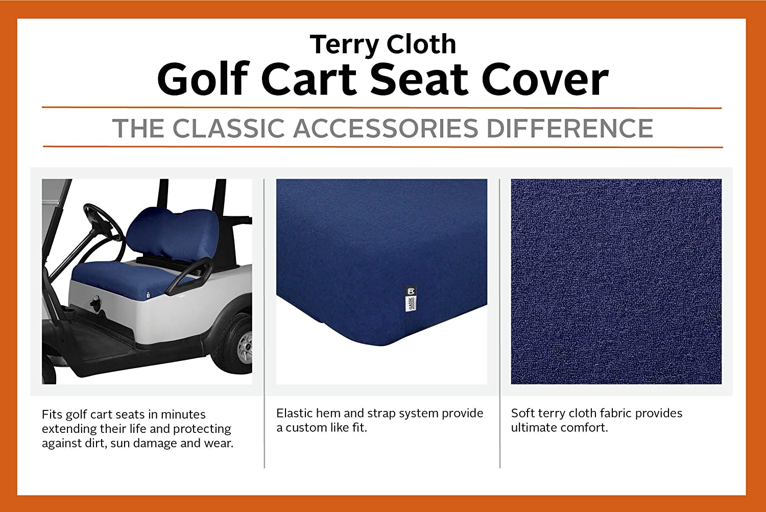 Classic Accessories Fairway Golf Cart Terry Cloth Bench Seat Cover