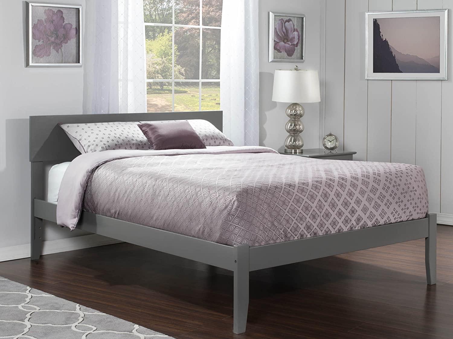 AFI Orlando Platform Bed with Open Footboard and Turbo Charger, King, Grey