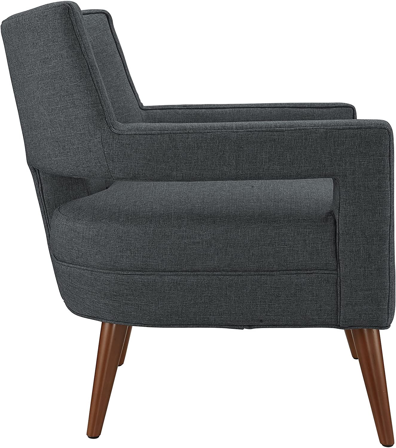 Modway Sheer Upholstered Fabric Mid-Century Modern Accent Lounge Arm Chair in Gray