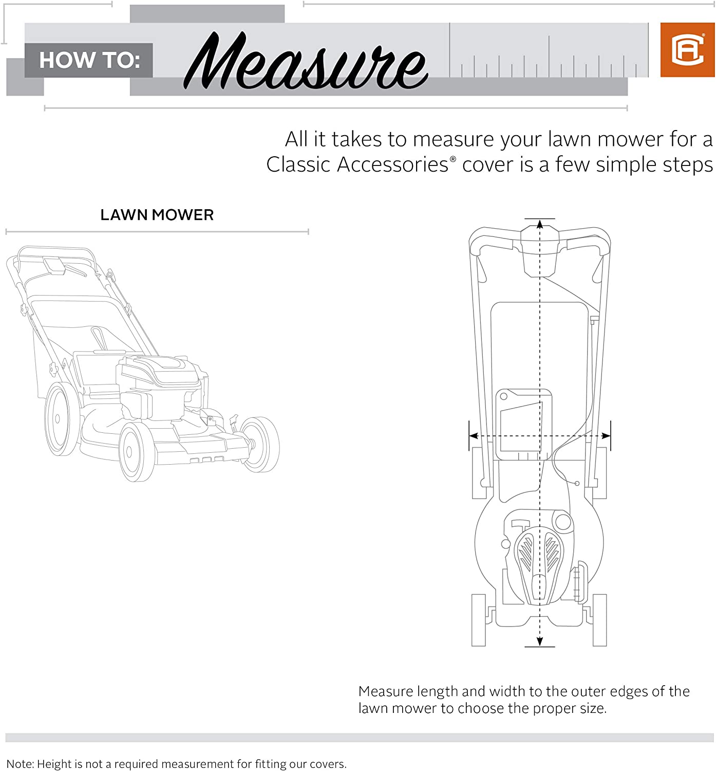 Classic Accessories Walk Behind Lawn Mower Cover, 73 x 25 x 23 Inch